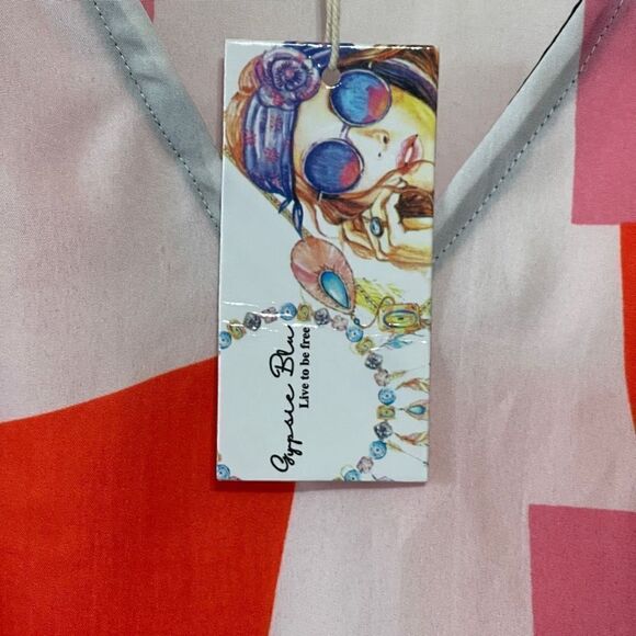 Gypsie Blue Women's Geometric Mumu Beachwear Kaftan Dress Multi Colored One Size - Picture 3 of 10